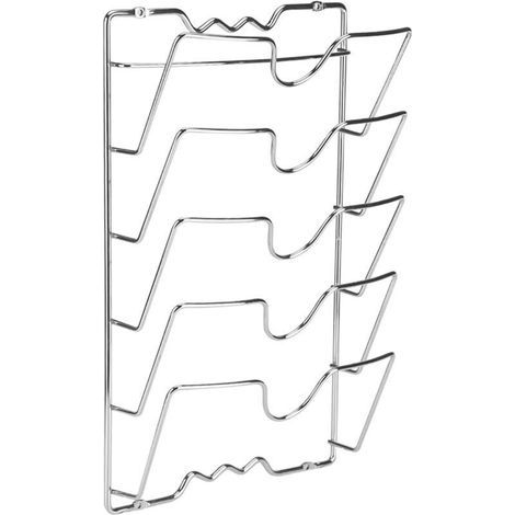 Porta Coperchi Verticale in Metallo, Organizzatore da Muro per Coperchi con 5 Scomparti, Porta Coperchi per Pentole da Armadio o a Parete, 40,7 x 25,7 x 7,5 cm (1/4)