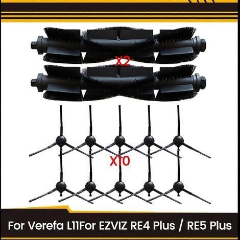 Kit d'accessoires de 12 pièces pour aspirateur Verefa L11 compatible avec EZVIZ RE4 Plus/RE5 Plus : brosse principale, côté (1/5)