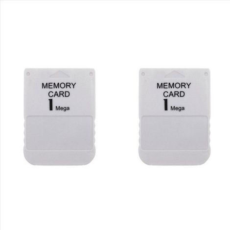 2x Carte Mémoire, 1 Mo, Plastique, Blanc, pour Console PS1 PS One, Sauvegarde Données (1/5)