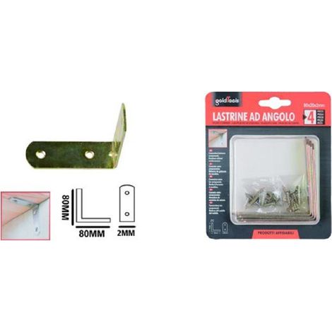 Kaela - Set 4 Pz Lastrina Lastrine Ad Angolo Forma L 80x20x2mm Con Viti Per Mobili 91220 - (1/2)