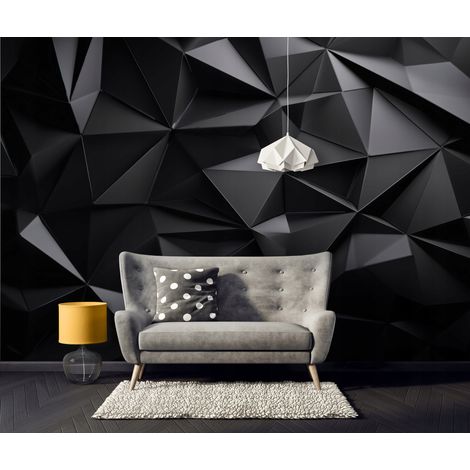 Fototapete Abstrakt Schwarz 3D-Optik, für Wohnzimmer und Schlafzimmer, 150 x 105 cm – Komplettset inkl. Kleister & Anleitung (1/5)