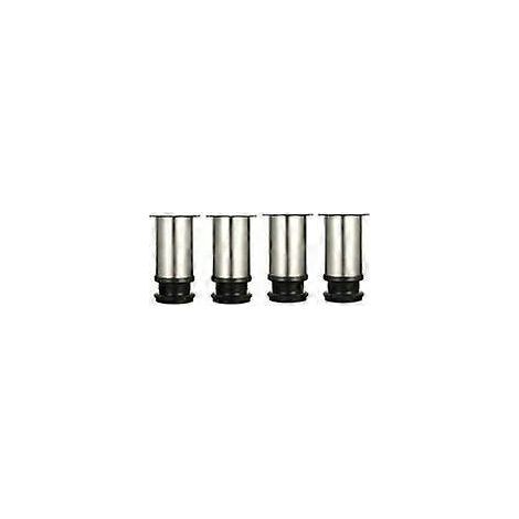 Quatre pieds réglables, de 8 cm de haut, pieds de meuble/table/armoire épais, en acier inoxydable brossé, plage de réglage en hauteur de 0 à 15 mm, et livré avec un support en acier inoxydable. (1/5)