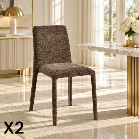 Chaise empilable marron en tissu (lot de 2) ESSEN (1/5)