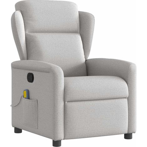 Sillón de masaje reclinable de tela gris nube
