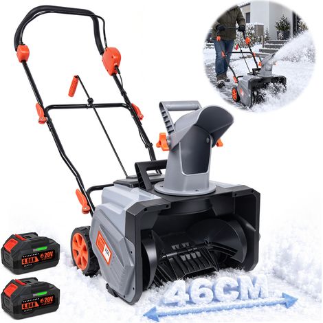 1400W 6500U/min Fraise à Neige Électrique Sans Balais Largeur de Travail 46cm avec 2 Batteries 40V 4Ah Portée 7m Profondeur 27cm Goulotte à 180° Hélice PU Résistante Froid pour Allées Terrasses Marche (1/5)