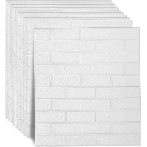 Wolketon 30 pannelli da parete 3D autoadesivi in schiuma di PE, bianchi, 77x70 cm