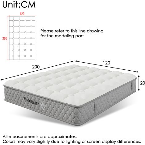 Matelas orthopédique mousse froide 120x200cm H3 medium ferme 20cm,7 zones 4 poignées emballage sous vide .