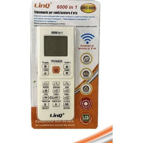 Linq - Telecomando Universale Compatibile Per Condizionatori D'aria 6000 In 1 Urc-5908 -
