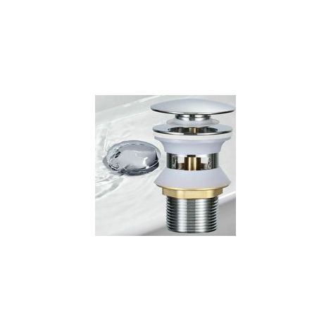 Fregadero automático emergente con rebosadero y tapón de desagüe de apertura por presión para lavabos de cobre/cromo. (1/4)