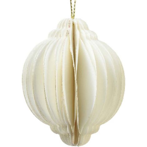 Kaemingk – Suspension de Noël boule pliable en papier blanc, Ø 6 cm