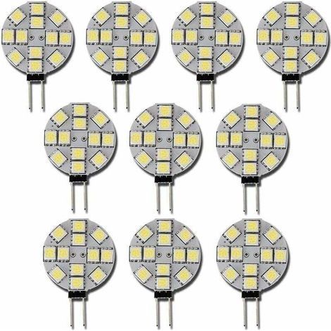 10 bombillas LED G4 de 12 V CC, no regulables, blancas (6000 K), equivalentes a halógenas de 20 W, para cocina, autocaravana, caravana y barco. (1/4)