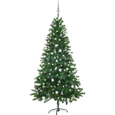 vidaXL Künstlicher Weihnachtsbaum mit Beleuchtung & Kugeln 180 cm Grün (1/5)