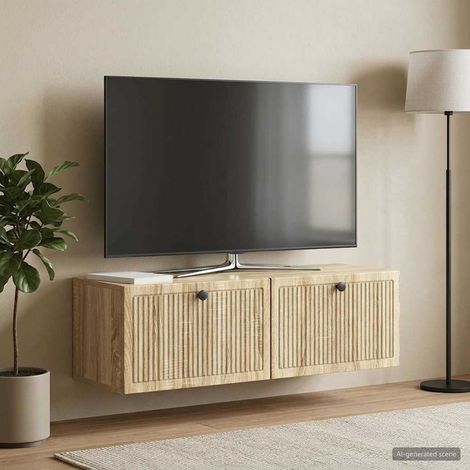 vidaXL Wall-Mounted TV Cabinet Wall-mounted Sonoma Oak 98 x 31 x 30 cm (1/5)
