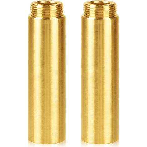 Sollbry Deux tubes d'extension de robinet en laiton de 1/2" x 80 mm, DN15, tubes d'extension filetés en laiton, pour l'installation d'eau chaude et d'eau potable. (1/5)