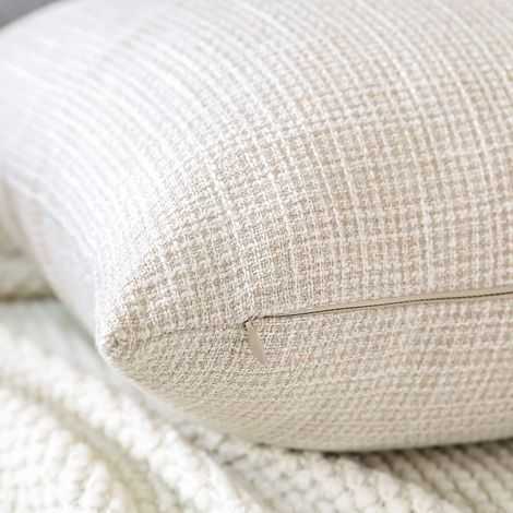 Kissenbezug, 2er-Set Leinen-Sofakissenbezüge in Unifarbe für Wohnzimmer, Schlafzimmer, Inneneinrichtung (Beige, 45x45cm) (1/4)
