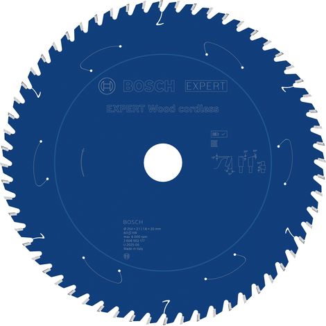 Bosch EXPERT Wood cordless Circular Saw Blade 254x 2.1/1.6 x 30mm T60 2608902177 (1/5)