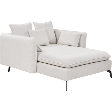 Chaise longue simétrica moderna tapicería tela reposabrazos cojín respaldo beige claro Charmes