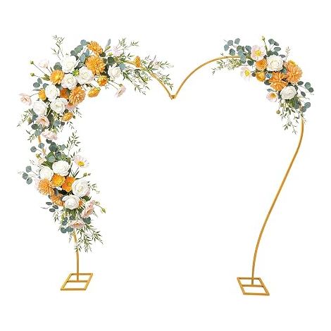 Arche de mariage dorée en forme de cœur - Arche de ballon de mariage - Arche décorative en métal - Pour mariage, fête d'anniversaire, remise de diplôme (1/5)