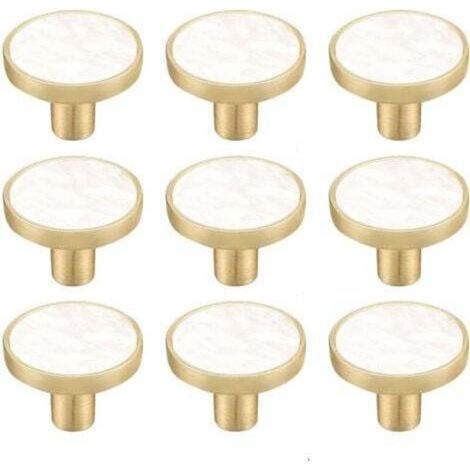 Lot de 8 boutons d'armoire ronds en Alliage de zinc,Poignées de tiroir décoratives blanches,Boutons de commode, de commode, de meubles de cuisine, crochets à vêtements (8, style) (1/4)