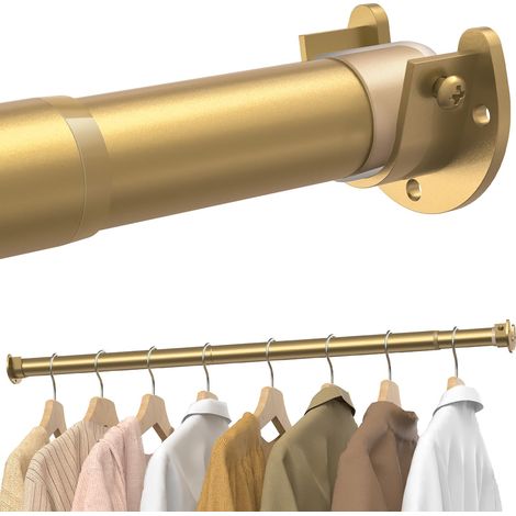 Tringle Penderie Extensible 43-135cm, Barre Penderie Solide, Dorée (1/5)