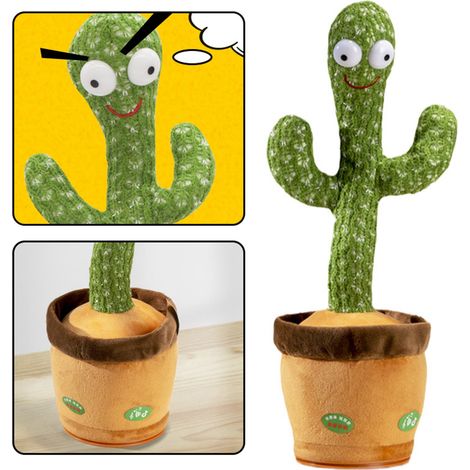 Cactus décoratif dansant et parlant avec câble de chargement USB pour le bureau (1/5)