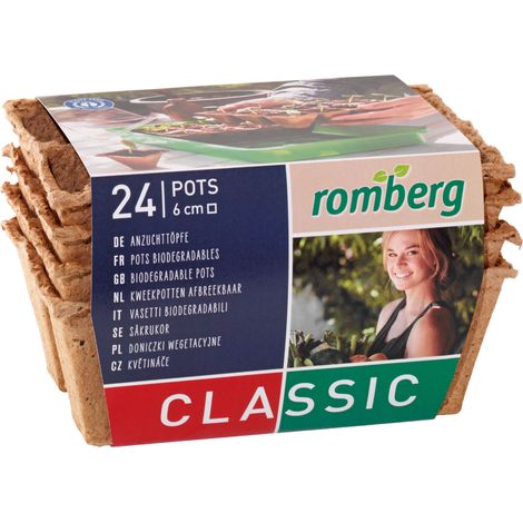 Romberg CLASSIC Anzuchttöpfe 6 cm quadratisch torffrei - 24er Pack (1/3)