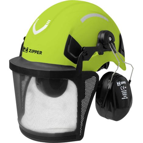 Zipper – Casque de sylviculture EN 397 – Protection auditive intégrée – Visière réglable – Sangle 6 points – Tour de tête 53-64 cm – Norme EPI