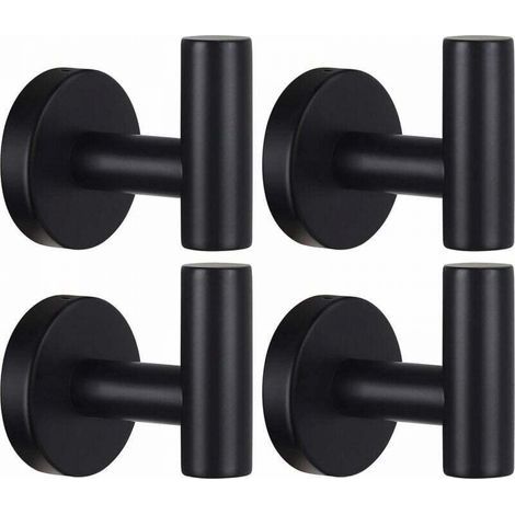 Patère murale en acier inoxydable SUS 304 noir mat, crochet porte-serviette salle de bain design minimaliste, support mural robuste pour vêtements et serviettes, installation facile (1/5)