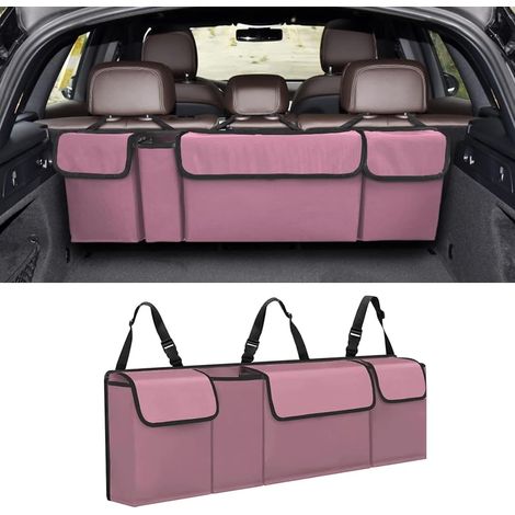 Organizador para maletero de coche, amplio compartimento de almacenamiento colgante para el asiento trasero con correas ajustables, bolsa de carga plegable e impermeable de PVC, accesorios para el int (1/5)