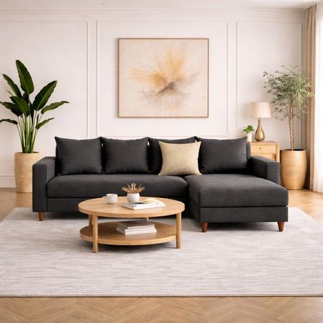 Canapé convertible tissu anthracite - Canapé d'angle - compact
