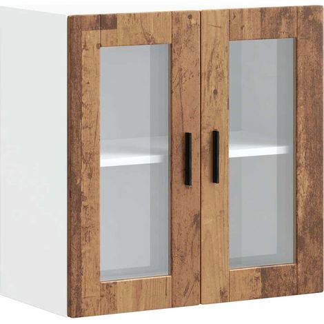 vidaXL Pensile da Cucina con Porta in Vetro Porto Legno Vecchio (1/5)
