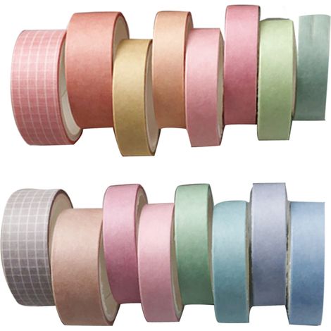 Washi Tape - Ruban Adhésif Décoratif en Papier - 16 Rouleaux 3 m - Largeur 10 mm et 15 mm - Pour Journal Bullet, Scrapbooking, Emballage Cadeau (1/5)