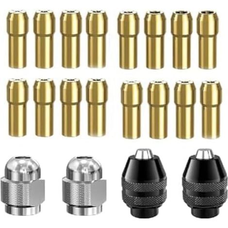 Ensemble de colliers de serrage pour mandrin de perceuse, avec adaptateur à changement rapide et écrou rotatif - Kit de remplacement de tige de 1/32" à 1/8" (1/5)