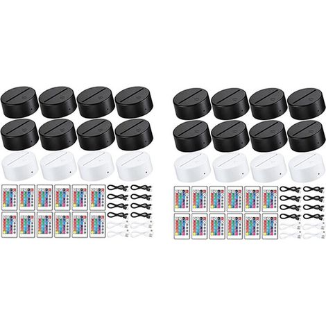 Paquet de 24 Base de Lampe de Nuit 3D LED Base D'Affichage de la LumièRe LED 16 Couleurs avec TéLéCommande pour Verre Acrylique et RéSine (1/4)