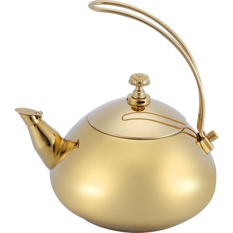 Théière classique en acier inoxydable de 1,5l pour cuisinière à induction, chauffe-eau rapide (doré) (1/5)