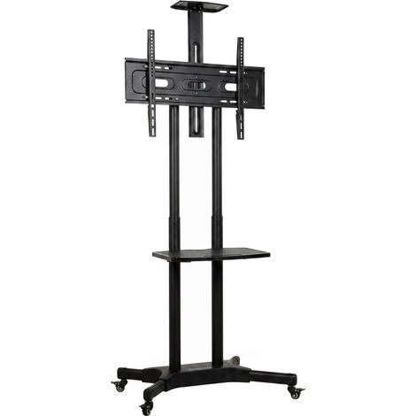 TV Ständer Rollbar für 32-75 Zoll Fernseher Höhenverstellbarer Fernsehständer mit 2 Ablagen, Metall, max. VESA 400x600mm (1/5)