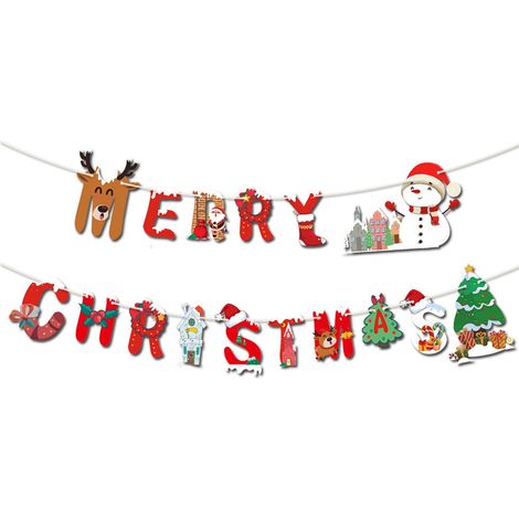 Guirlande De Décoration De Noël - Bannière En Papier Avec Motifs De Noël - Pour Intérieur Et Extérieur - 1 Pièce (1/5)