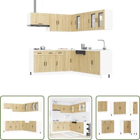 vidaXL Küchenzeile - 11-tlg. Küchenschrank-Set Kalmar Sonoma-Eiche Holzwerkstoff (1/5)