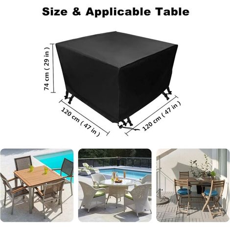 Housse pour mobilier de jardin Oxford 210D 120x120x74cm Tissu Noir (1/4)
