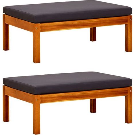 Un ensemble de deux repose-pieds de jardin, en bois d'acacia massif. (1/5)