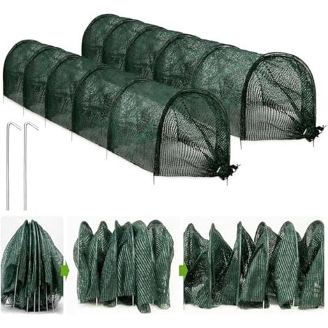 Filet d'ombrage portable 2 en 1 pour serre contre la chaleur du soleil - Avec technologie de libération rapide - Couverture de rangée pour légumes et plantes - Lot de 2 (1/5)