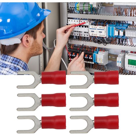 100 Stück zu verkaufen: SV2-6 rot isolierter Abzweigverbinder, U-förmiger Verbinder, Crimp-Kabelschuh für Drähte mit einem Querschnitt von 16-14 AWG. (1/5)