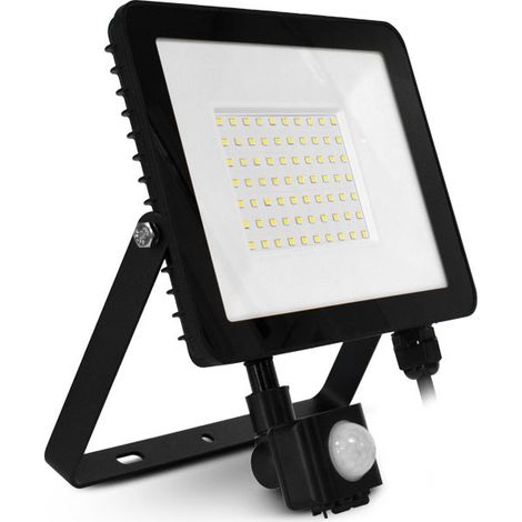 Projecteur à détecteur de mouvement 50W – 4000 lumens – Blanc froid 6000K – IP65 – Détection jusqu'à 12 mètres – Installation facile – Miidex Lighting