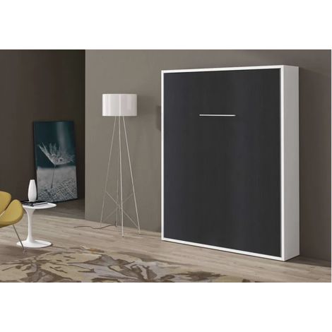 Les Tendances – Lit escamotable vertical 120x190 – Sommier à lattes inclus – Ouverture synchronisée silencieuse – Panneaux mélaminés haute densité (1/5)