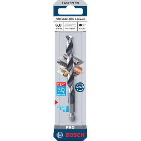 Bosch PRO Spiralbohrer Metal HSS-G Impact, 6,8 x 69 x 109 mm