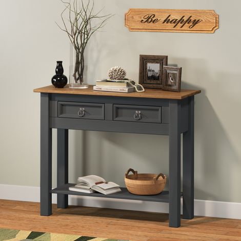 Corona Charcoal 2 Drawer Console Table (1/4)