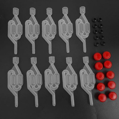 Lot de 10 clapets anti-retour pour fermentation de vin et de bière, joint d'étanchéité à l'eau, barboteur, soupape d'échappement pour la vinification domestique. (1/3)