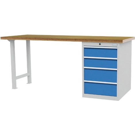 Reihenwerkbank Breite 2000 mm, R18-24, Schubladenblock mit 4 x Schublade Maße in mm (BxTxH): 2000 x 750 x 859 (1/7)
