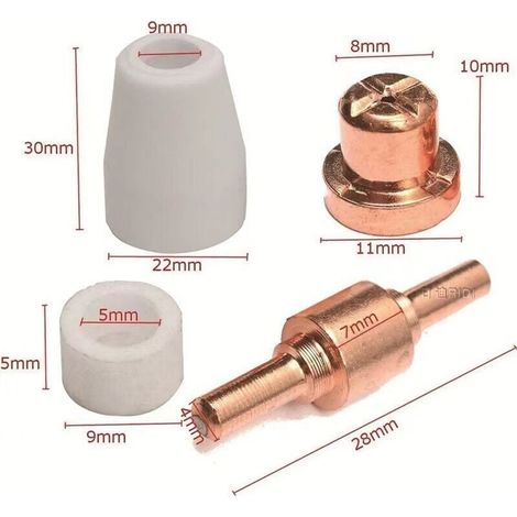 100 PCS Plasma Tip Buse électrode,Plasma Decoupe Electrode Tip Buse,Air Decoupe au Plasma Consommables,Decoupeur Plasma pour LG-40 PT-31 CUT40 CUT50
