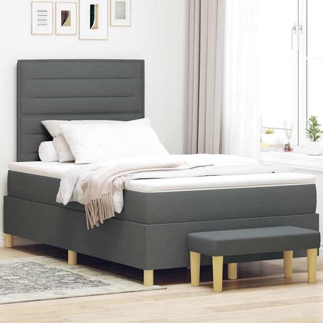 Teenpull – Boxspringbett mit Kopfteil Dunkelgrau 190 x 120 cm Stoff (1/5)